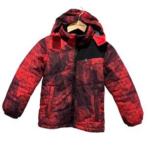 Obermeyer Boys Stealth Hooded Snow Jacket, Black Red, 8